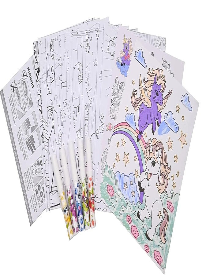 Scentos CleanColouring™ Markers Enchanted Unicorn Set By Fratelli | 20 pictures to color, Colour Reveal Stickers and 5 Scented Clean Colouring Markers - Image 5